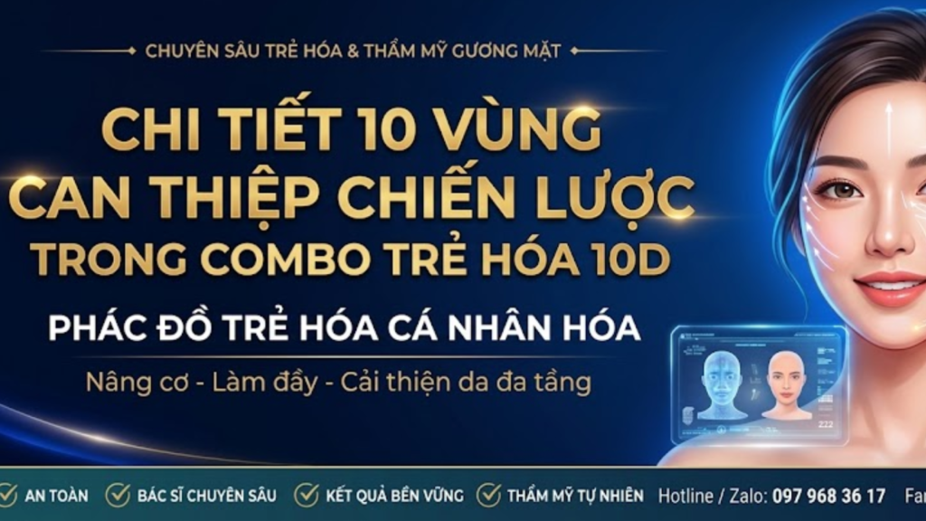 10 vùng can thiệp combo trẻ hóa 10D
